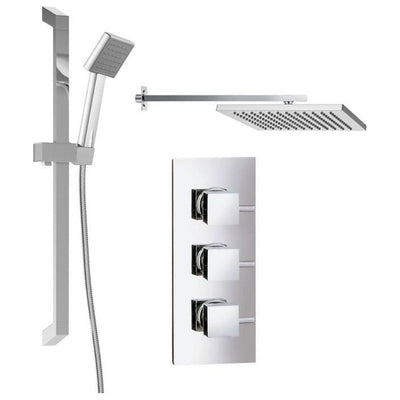 Arkansas Double Outlet Concealed Valve with Square Shower Head & Slide Rail Kit