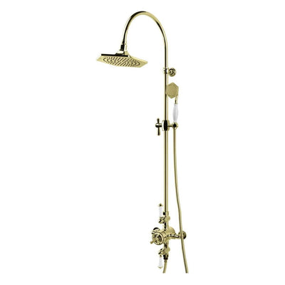 Avondale Traditional Thermostatic Shower Pack - Dual Outlet - English Gold