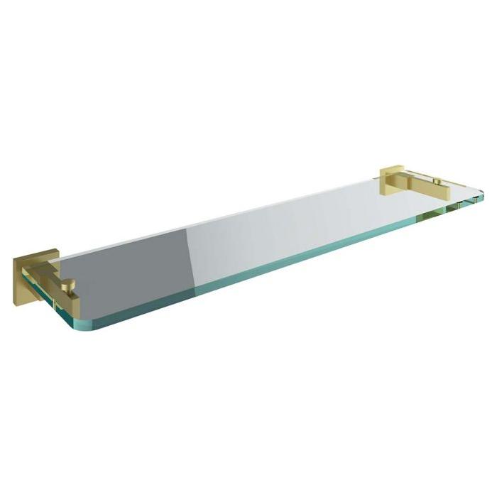 Maryland Brushed Gold Single Glass Shelf