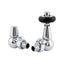 Wooden Head Corner Pair of Radiator Valves - Chrome