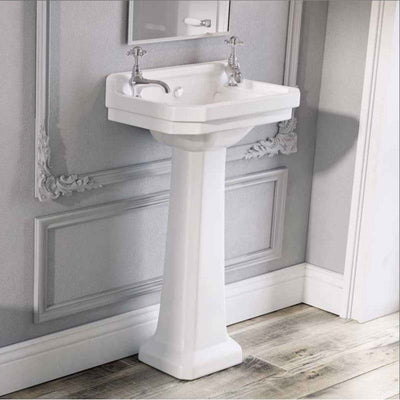 Elizabeth Traditional Cloakroom Basin & Pedestal, 2 Tap Hole