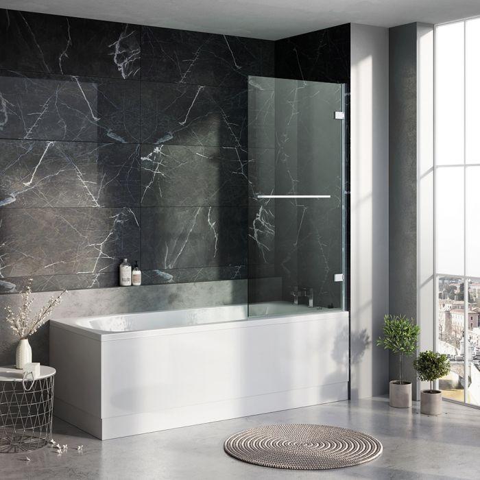 Evelyn Hinged Bath Screen with Towel Rail