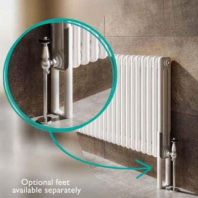 Nevada White Pair of Double Column Radiator Feet