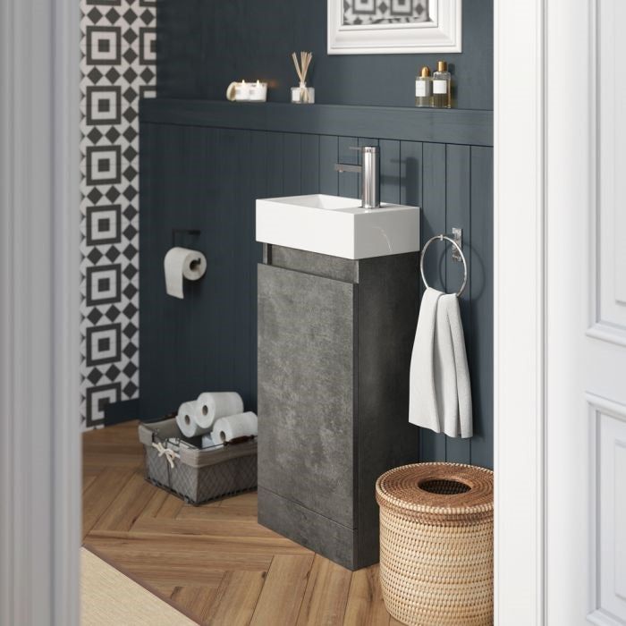 Hope Freestanding Cloakroom Vanity Unit in Concrete