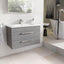 Veto 800mm Wall Mounted Vanity Unit Grey Ash With Ceramic Basin
