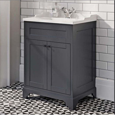 George 600mm Floorstanding Traditional Vanity Unit in Midnight Grey