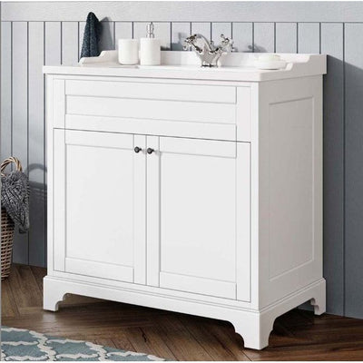 George 810mm Floorstanding Traditional Vanity Unit in Matt White