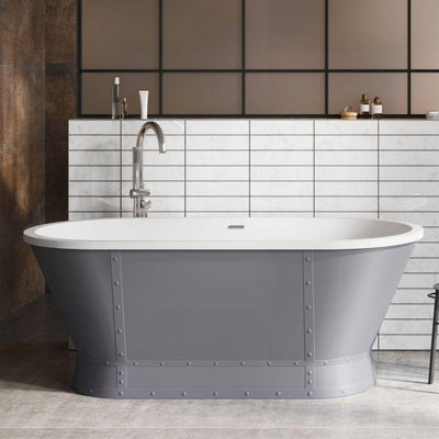 Gina Grey Freestanding Acrylic Bath - 1676x780mm
