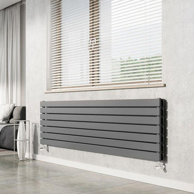 Michigan Grey Double Horizontal Flat Panel Radiator - 340x1600mm