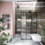 Hopper Black Grid Frame Crittall Shower Screen - 1080mm