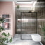 Hopper Black Frame Shower Screen - Fluted Glass 1180mm