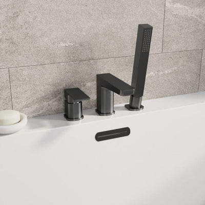 Liberty 3 Hole Deck Mounted Bath Shower Mixer Tap - Black