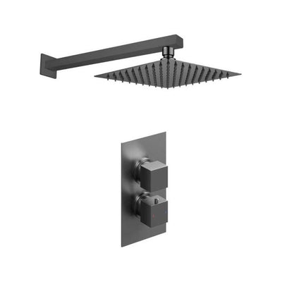 Liberty Single Outlet Square Concealed Valve with Shower Head and Arm - Gunmetal