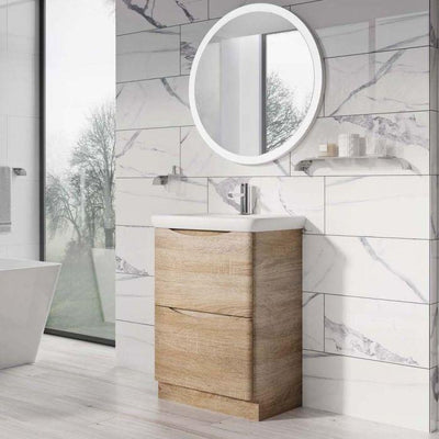 Montana 600mm Floorstanding Vanity Unit in Light Oak & Link Resin Basin