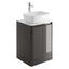 Lucy 550mm Floor Standing Vanity Unit in Titanium Grey Gloss with White Marble Worktop