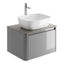 Lucy 550mm Wall Hung Vanity Unit in Light Grey Gloss with Grey Marble Worktop