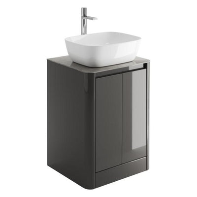 Lucy 650mm Floor Standing Vanity Unit in Titanium Grey with Grey Marble Worktop