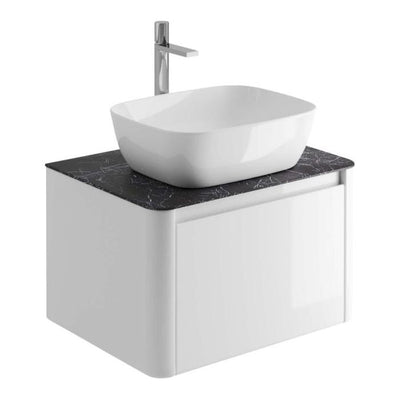 Lucy 650mm Wall Hung Vanity Unit in Gloss White with Italian Slate Worktop