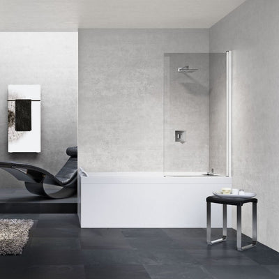 Novellini Young Plus 1V 800mm  Pivot Bath Screen Black-White-Chrome