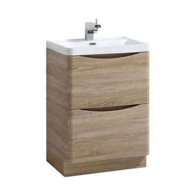 Montana 600mm Floorstanding Vanity Unit in Light Oak & Resin Basin