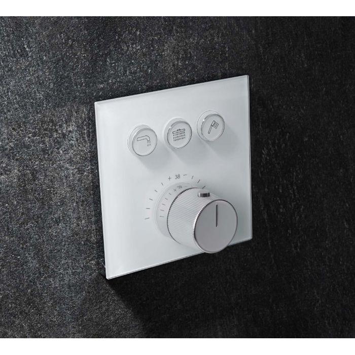 Monaco Triple Outlet Concealed Shower Valve - Glass Front