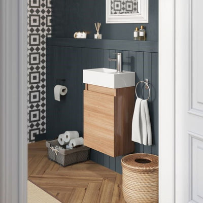 Hope Wall Hung Cloakroom Vanity Unit Natural Oak