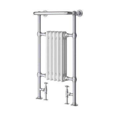 Tennessee White & Chrome Heated Towel Rail - 938x500mm