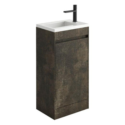 Oscar 440mm Floor Standing Cloakroom Vanity Unit with Resin Basin in Metallic