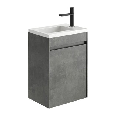 Oscar 440mm Wall Hung Cloakroom Vanity Unit with Resin Basin in Concrete