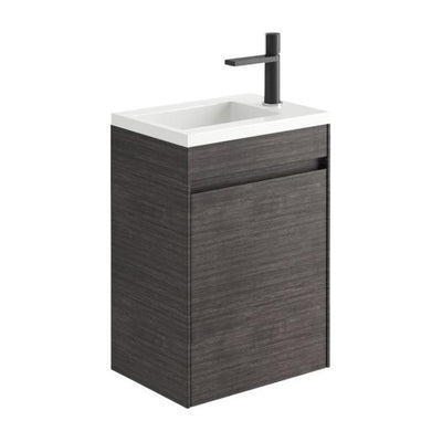 Oscar 540mm Wall Hung Cloakroom Vanity Unit with Ceramic Basin in Leached Oak