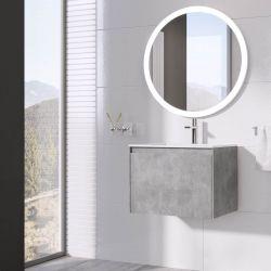 Oscar Wall Mounted Vanity Unit Concrete & White Resin Basin 600mm