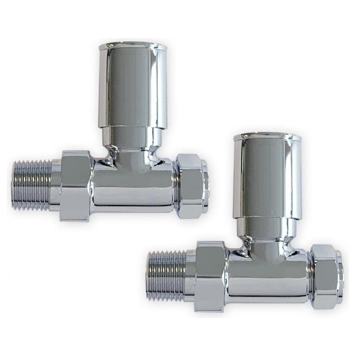 Round Chrome Straight Pair of Radiator Valves