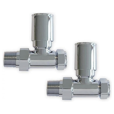 Round Chrome Straight Pair of Radiator Valves
