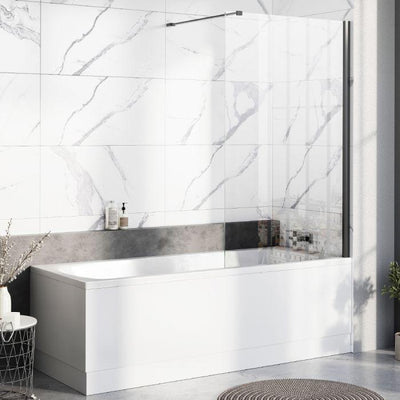 Sofia Frameless Black Bath Screen - Interiors Home Stores