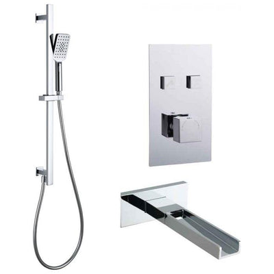 Style Double Outlet Concealed Valve with Square Slide Rail Kit & Bath Spout