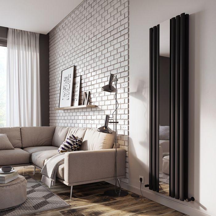 Corex Black Vertical Mirror Radiator - 1800x500mm