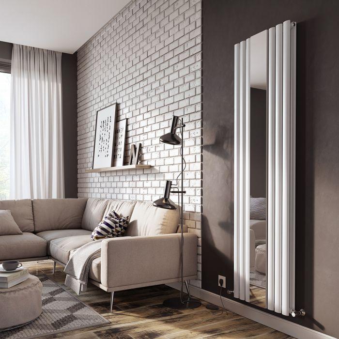 Utah White Vertical Mirror Radiator - 1800x500mm | Interiors Home Stores