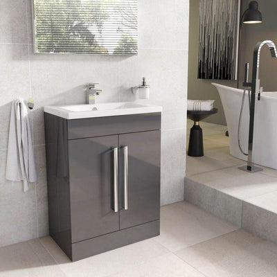 Veto 600mm Floor Standing Vanity Unit Anthracite Grey With Ceramic Basin - Interiors Home Stores