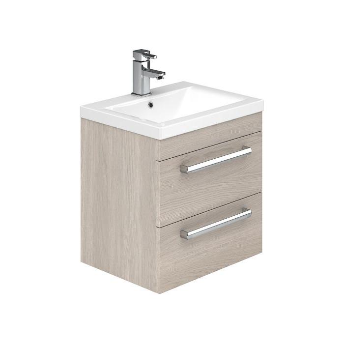 Veto 600mm Wall Mounted Vanity Unit Light Elm With Ceramic Basin - Interiors Home Stores