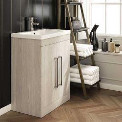 Veto 800mm Floor Standing Vanity Unit Light Elm With Ceramic Basin - Interiors Home Stores