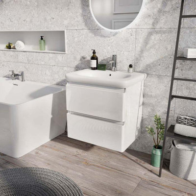 Viper 600 Wall Mounted Vanity Unit & Link Resin Basin in White Gloss - Interiors Home Stores