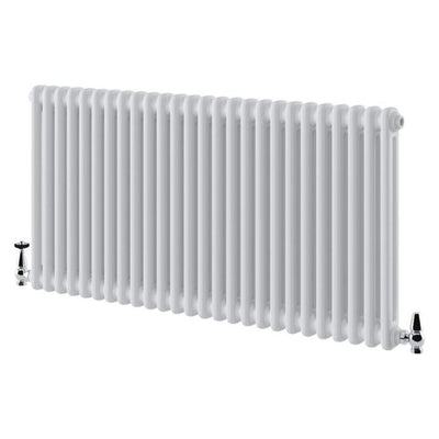 Nevada White Double Horizontal Column Radiator - 600x1190mm